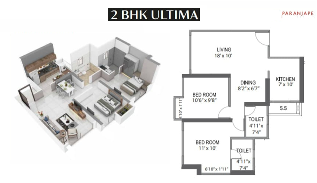 Paranjape Thane 2bhk Floor Plan